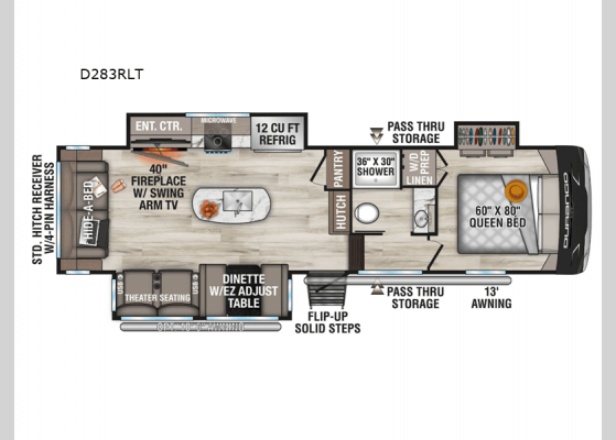 2026 KZ RV Durango Half Ton D283RLT floorplan