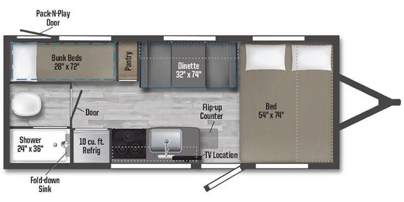 2025 Winnebago Micro Minnie 1800BH Travel Trailer floorplan