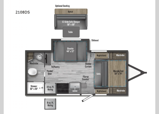 2026 Winnebago Micro Minnie 2108DS floorplan