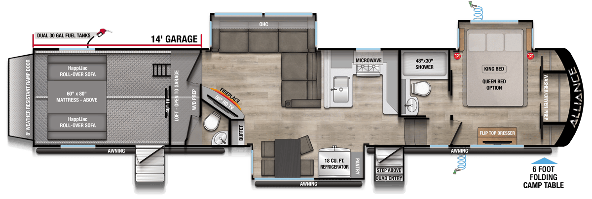 2026 Alliance RV Valor 44V14 floorplan