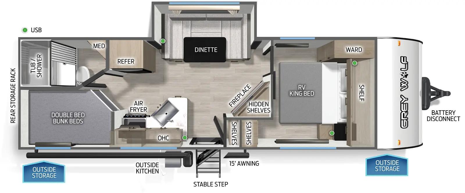 2026 Forest River RV Cherokee Grey Wolf 23MS floorplan