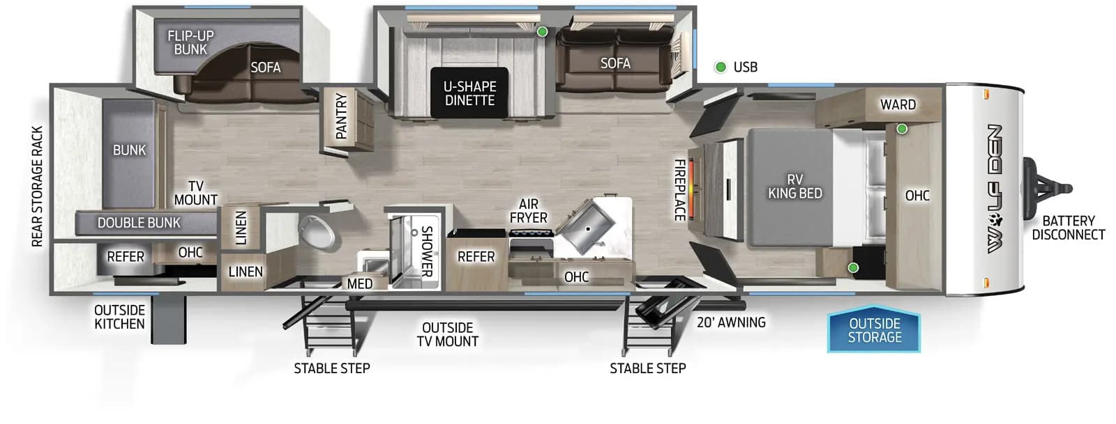2026 Cherokee Wolf Den 301BH floorplan