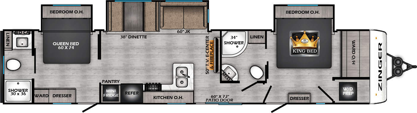 2026 CrossRoads Zinger 390DB floorplan