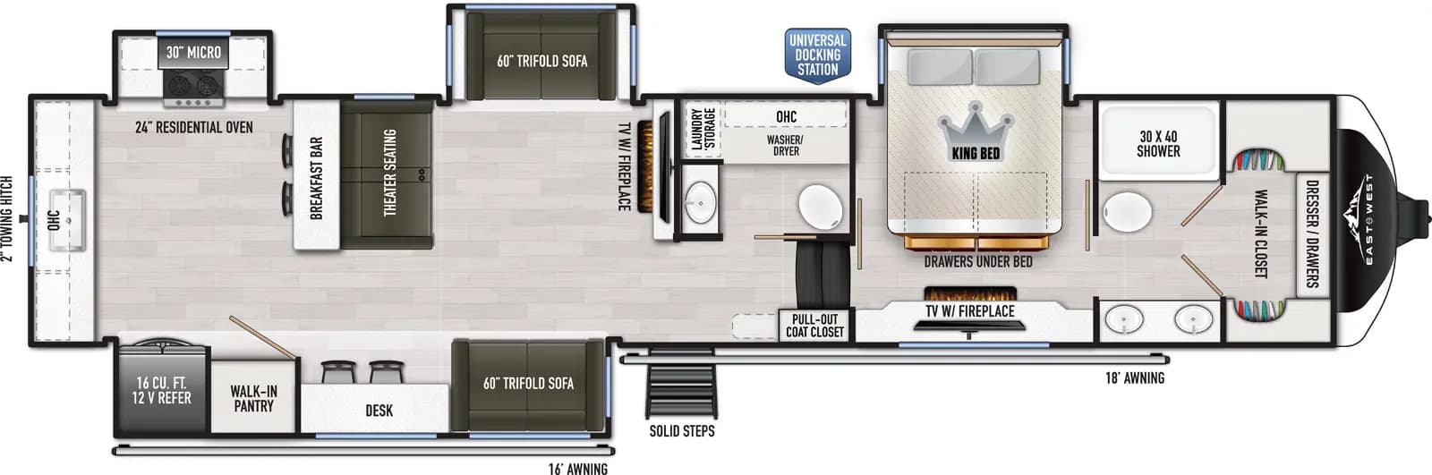 2026 East to West Ahara 395FB floorplan