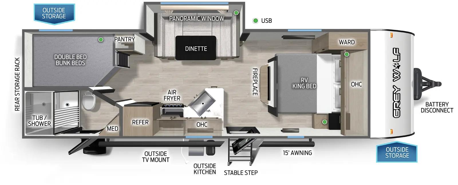 2026 Forest River RV Cherokee Grey Wolf 23DBH floorplan