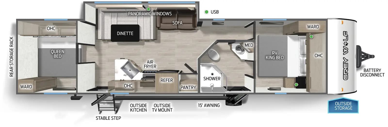 2026 Forest River Cherokee Grey Wolf 29QB floorplan