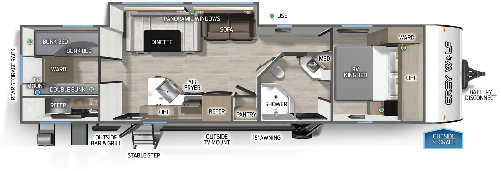 2026 Forest River Cherokee Grey Wolf 29TE floorplan
