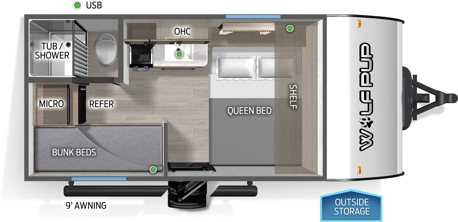2026 Forest River Cherokee Wolf Pup 14BHLP floorplan