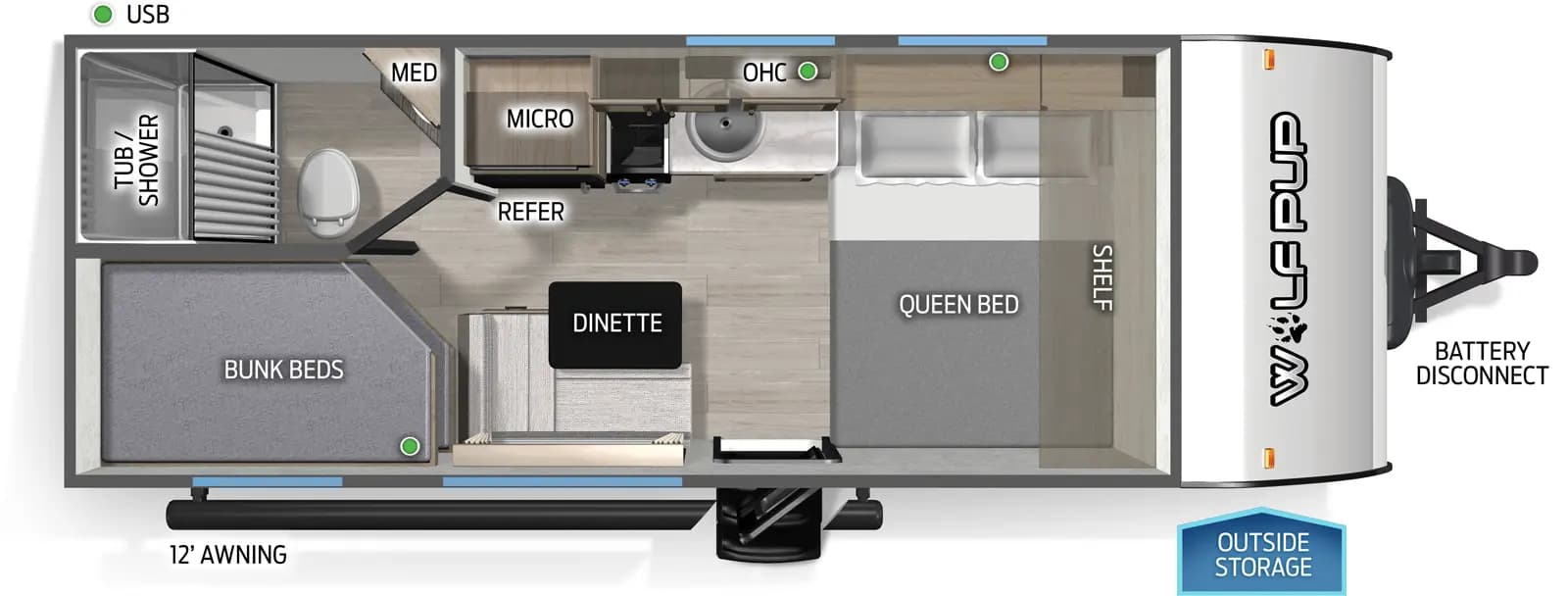 2026 Forest River Cherokee Wolf Pup 17LP floorplan