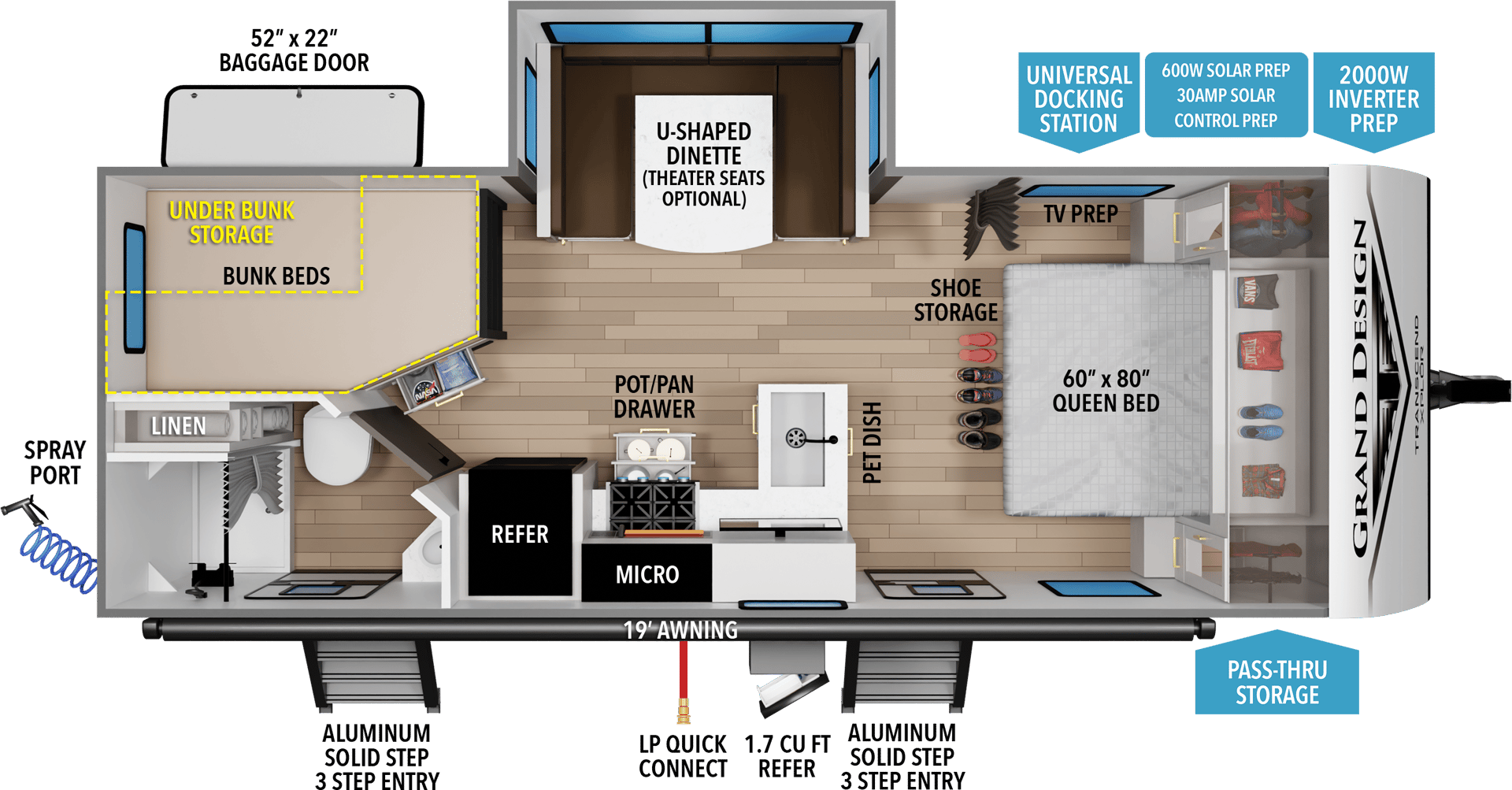 2026 Grand Design Transcend 23BHX floorplan