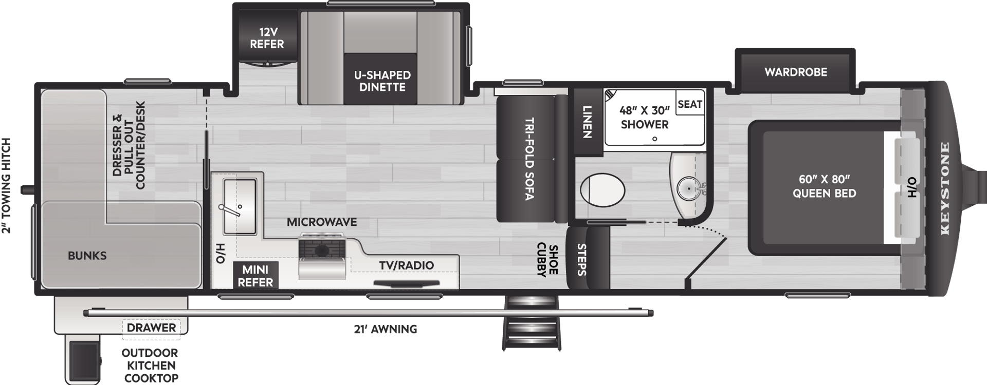 2026 Keystone RV Arcadia Super Lite 308SLBH floorplan