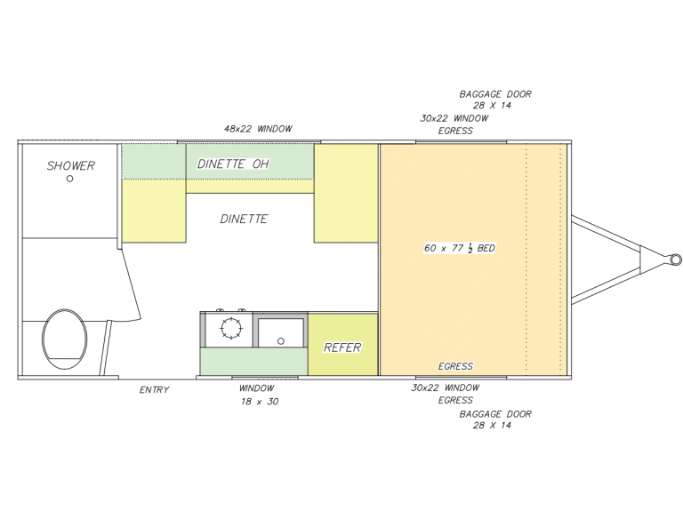 2026 Modern Buggy RV Country Born Teardrop Trailer CB17 floorplan