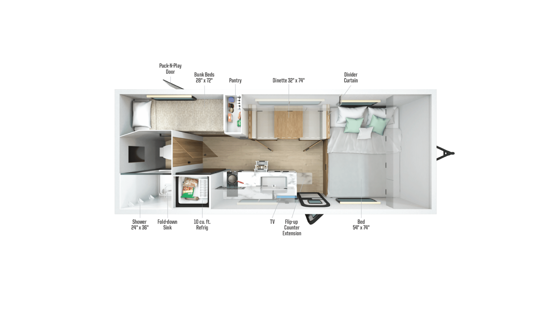 2026 Winnebago Micro Minnie 1800BH floorplan