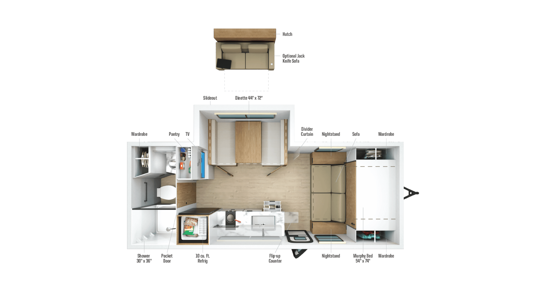 2026 Winnebago Micro Minnie 2108DS floorplan