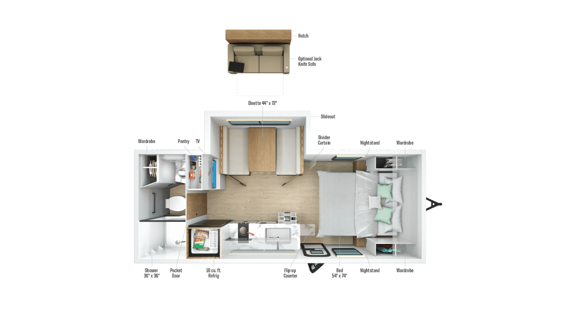 2026 Winnebago Micro Minnie 2108FBS floorplan