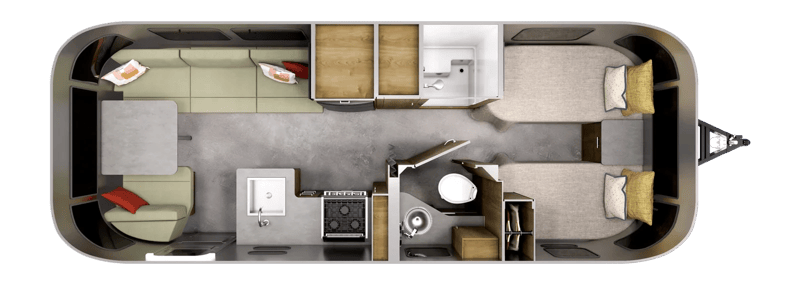 Airstream Flying Cloud 25FB Twin floorplan