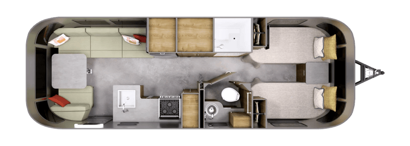 Airstream Flying Cloud 27FB Twin floorplan