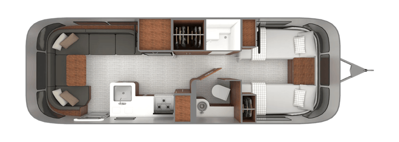 Airstream Globetrotter 27FB Twin floorplan