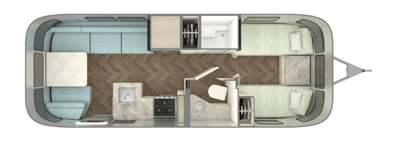 Airstream International 25FB Twin floorplan