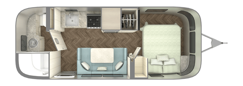 Airstream International 23FB Queen floorplan