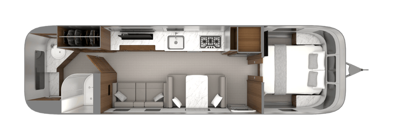 Airstream Classic 33FB-Queen floorplan