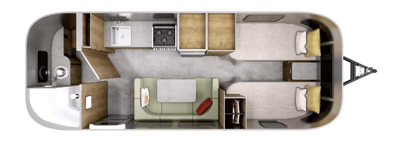 Airstream Flying Cloud 23FB Twin floorplan