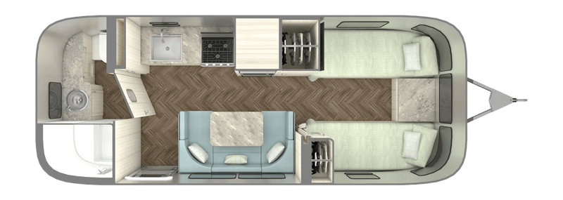 Airstream International 23FB Twin floorplan