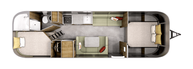 Airstream Flying Cloud 30FB Bunk Queen floorplan
