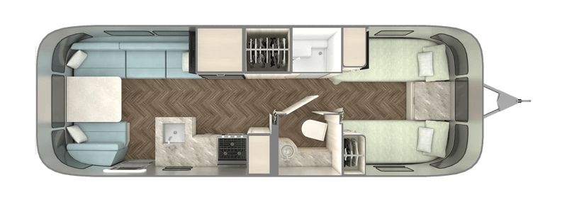 Airstream International 27FB Twin floorplan
