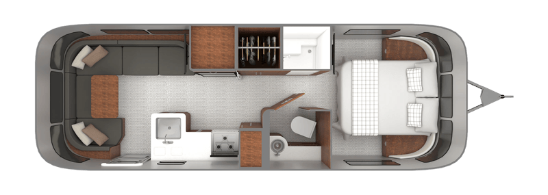 Airstream Globetrotter 27FB Queen floorplan