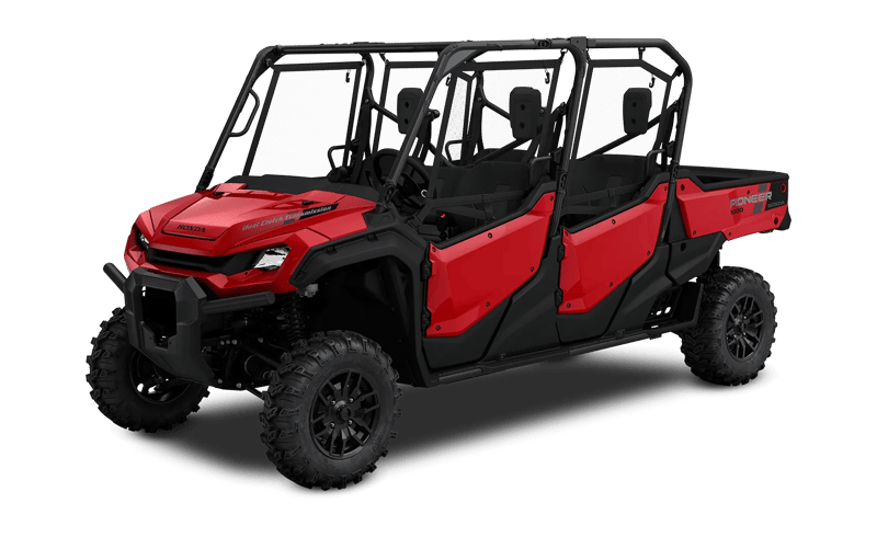 2025 Honda Pioneer 1000-6 Deluxe Crew in Hero Red